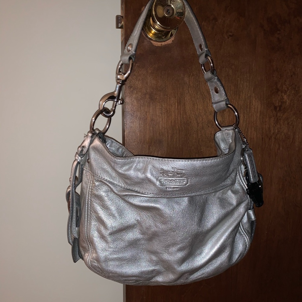 Coach silver shoulder bag- older style